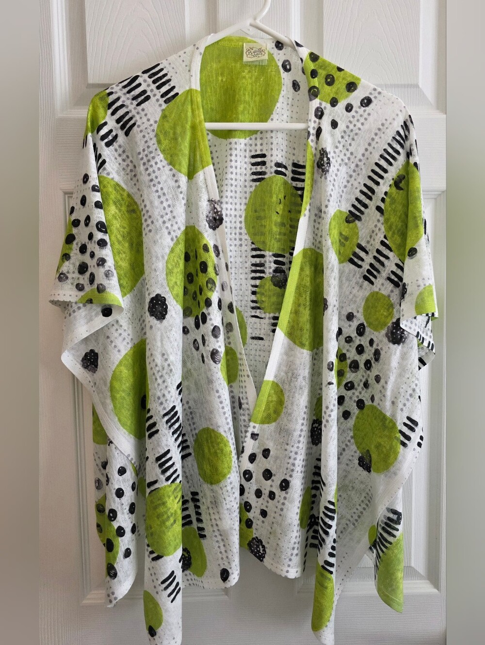 Et' Lois Shaw Kimono O/S White Green Carrer